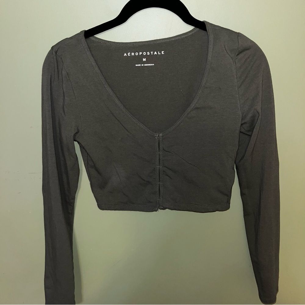 aeropostale army green long sleeve top size small